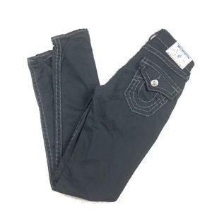 True Religion | Black Gray Stitching Straight Leg